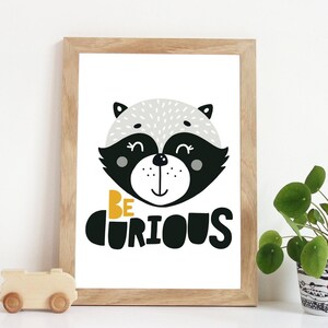 Nursery Prints, Raccon Print, Animal Nursery Prints, Woodland Nursery, Forest Nursery Decor, Childrens Decor, Playroom Prints Playroom Decor