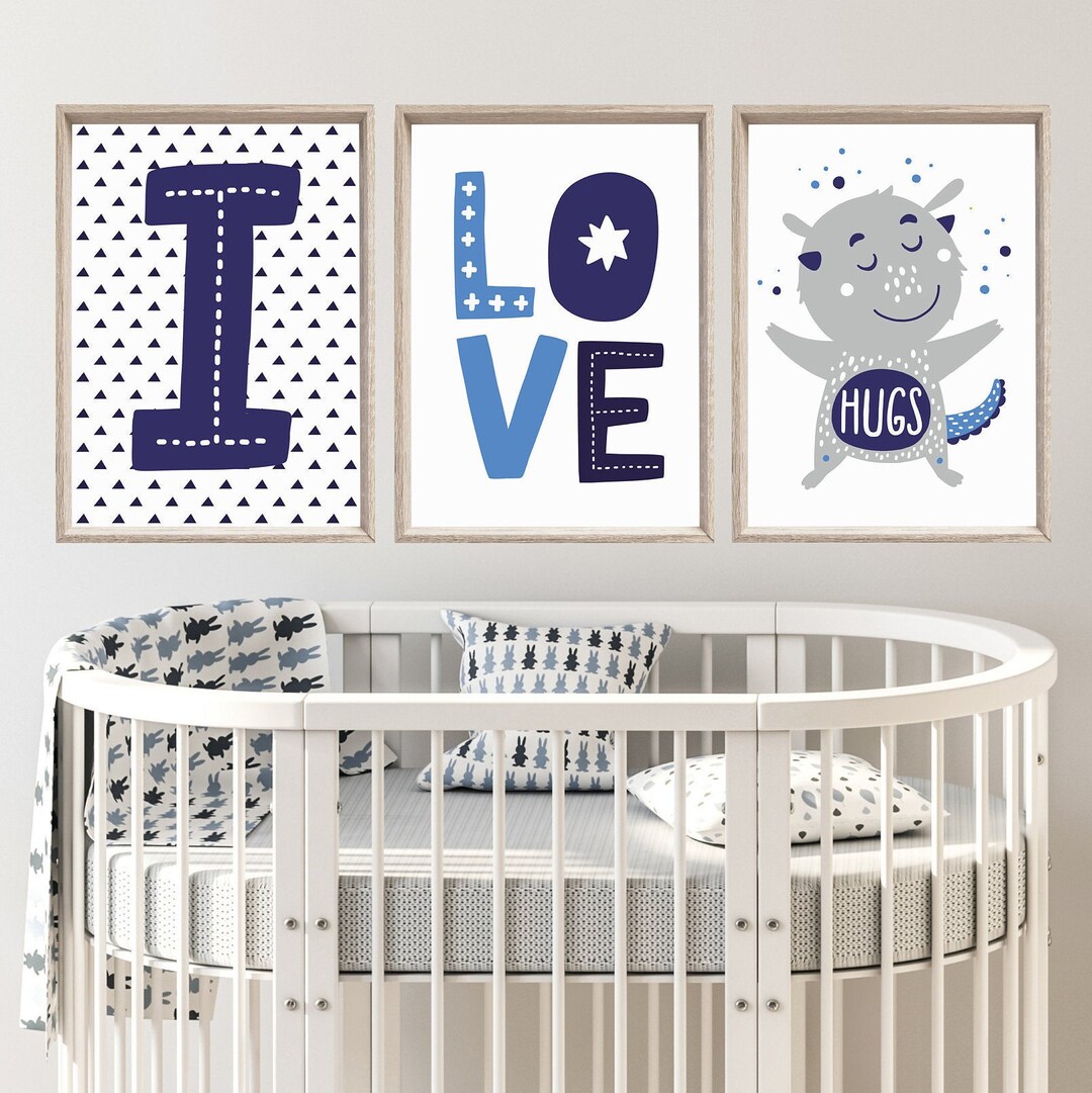 Boys Nursery Prints, Boys Nursery Decor, I Love Hugs, Playroom Print