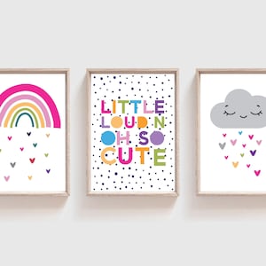 3 Girls Nursery Prints, Rainbow Prints, Rainbow Decor, Set Of 3 Nursery Prints, Pink Nursery Prints, Girls Bedroom Decor, Rainbow Wall Art
