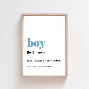 Boy Definition Print, Quote Print, Boy Nursery Prints, Boys Nursery Decor, Boys Bedroom Decor, Home Decor, Minimalist, Rainbow Prints