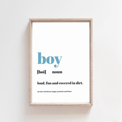 Boy Definition Print Quote Print Boy Nursery Prints Boys Etsy UK
