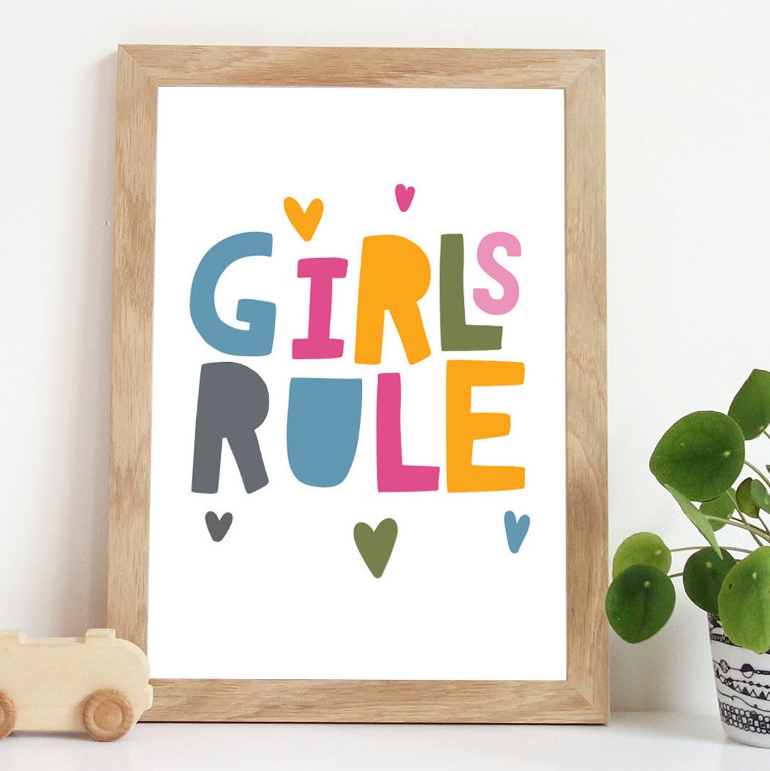 Girls Rule Print, Girls Bedroom Prints, Girls Nursery Prints, Pastel ...
