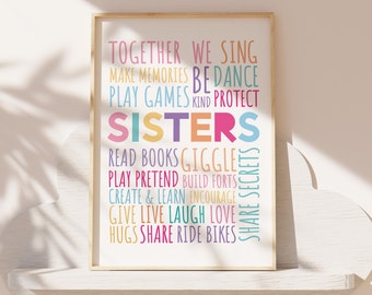 Sister Prints, Girls Nursery Prints, Girls Bedroom Prints, Girls Wall Art, Sister Bedroom Decor, Sisters Make The Best Friends Sisters Decor
