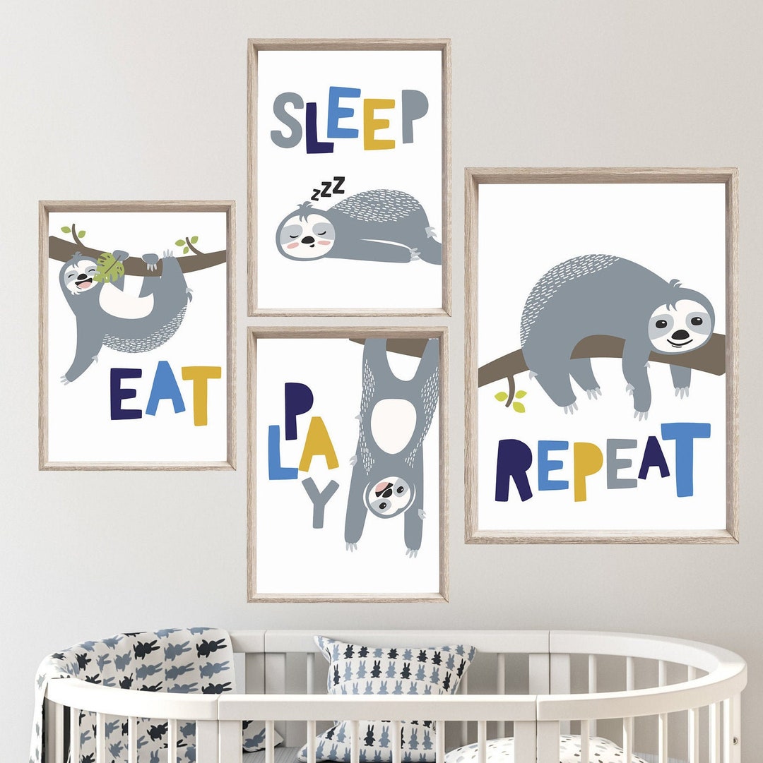 Sloth Nursery Prints, Sloth Nursery Decor, Animal Nursery Decor, Boys ...