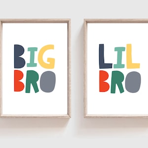 2er Set Brother Prints, die besten Brother Print&#39;s, Sibling Prints, Kinderzimmer Prints, Jungen Schlafzimmer Dekor, Big Brother, Lil Bro Big Bro