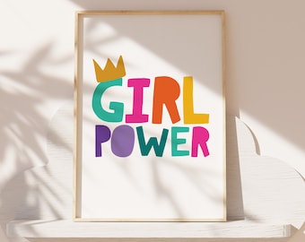 Girls Power Print, Pink Teal, Girls Bedroom Decor, Girls Bedroom Posters, Motivational Print, Girls Wall Art,  Girl Nursery Prints, Playroom