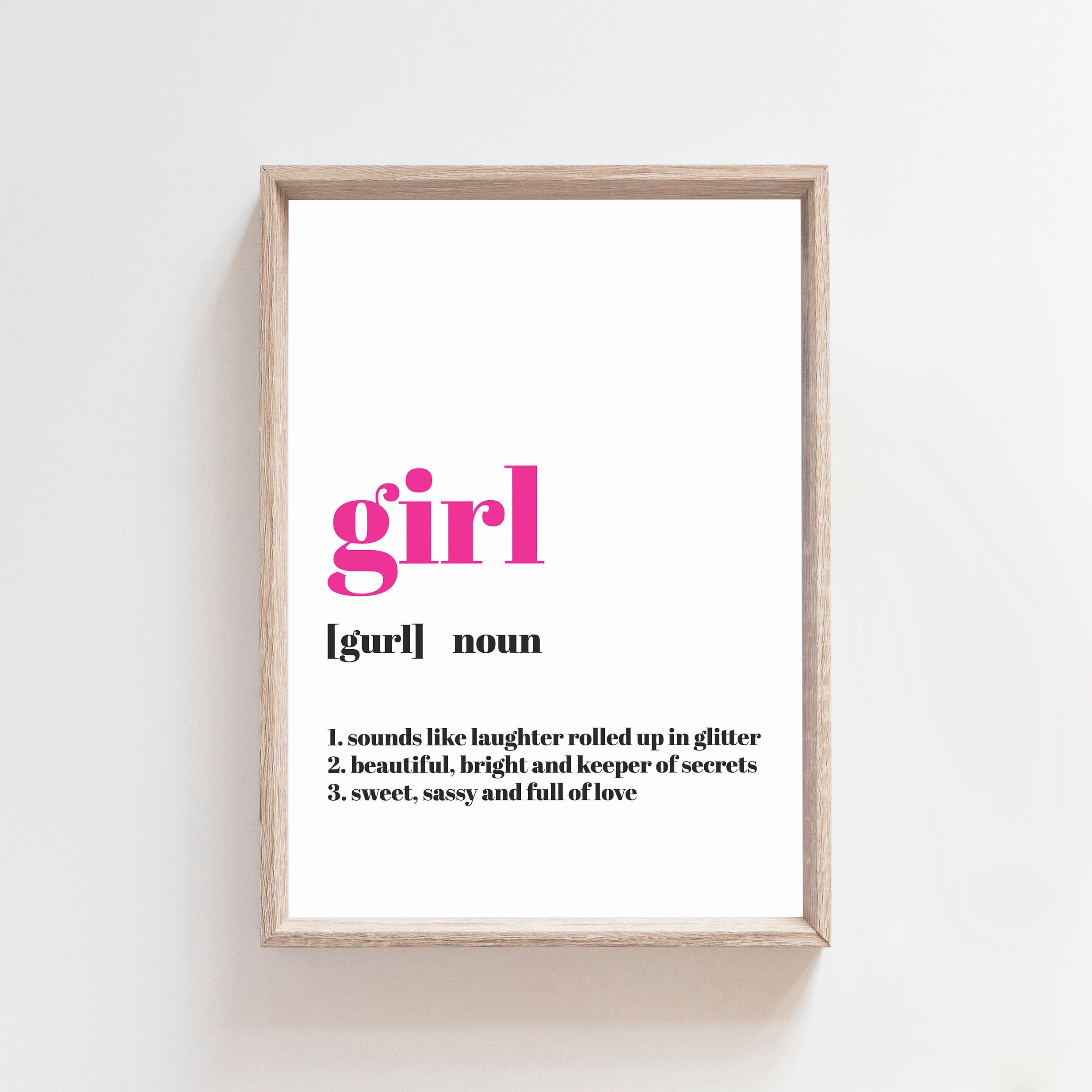 Girl Definition Print Quote Print Girl Nursery Prints Girls Etsy