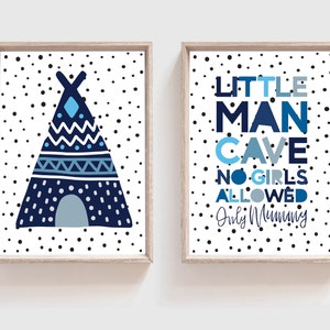 2er Set Kleiner Mann Höhlendruck, Jungen-Kinderzimmer-Druck, Kinderzimmer-Zitate, Jungen-Dekor, Jungen-Schlafzimmer-Dekor, Spielzimmer-Druck, Jungen-Kinderzimmer-Dekor