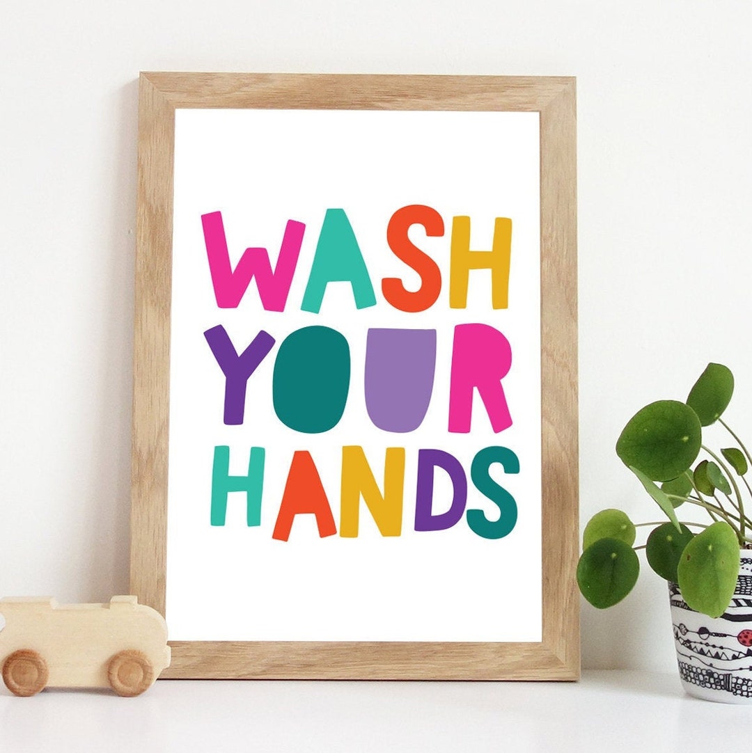 Wash Your Hands Bathroom Wall Art Bathroom Sign Kids - Etsy