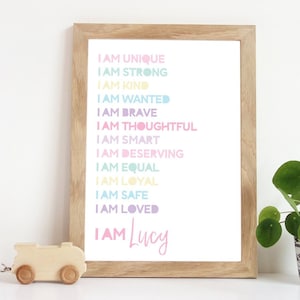 Positive Affirmation Print, Girls Nursery Prints, Pastel Coloured Prints, Girls Bedroom Prints, Girls Bedroom Decor, You Are Loved Print