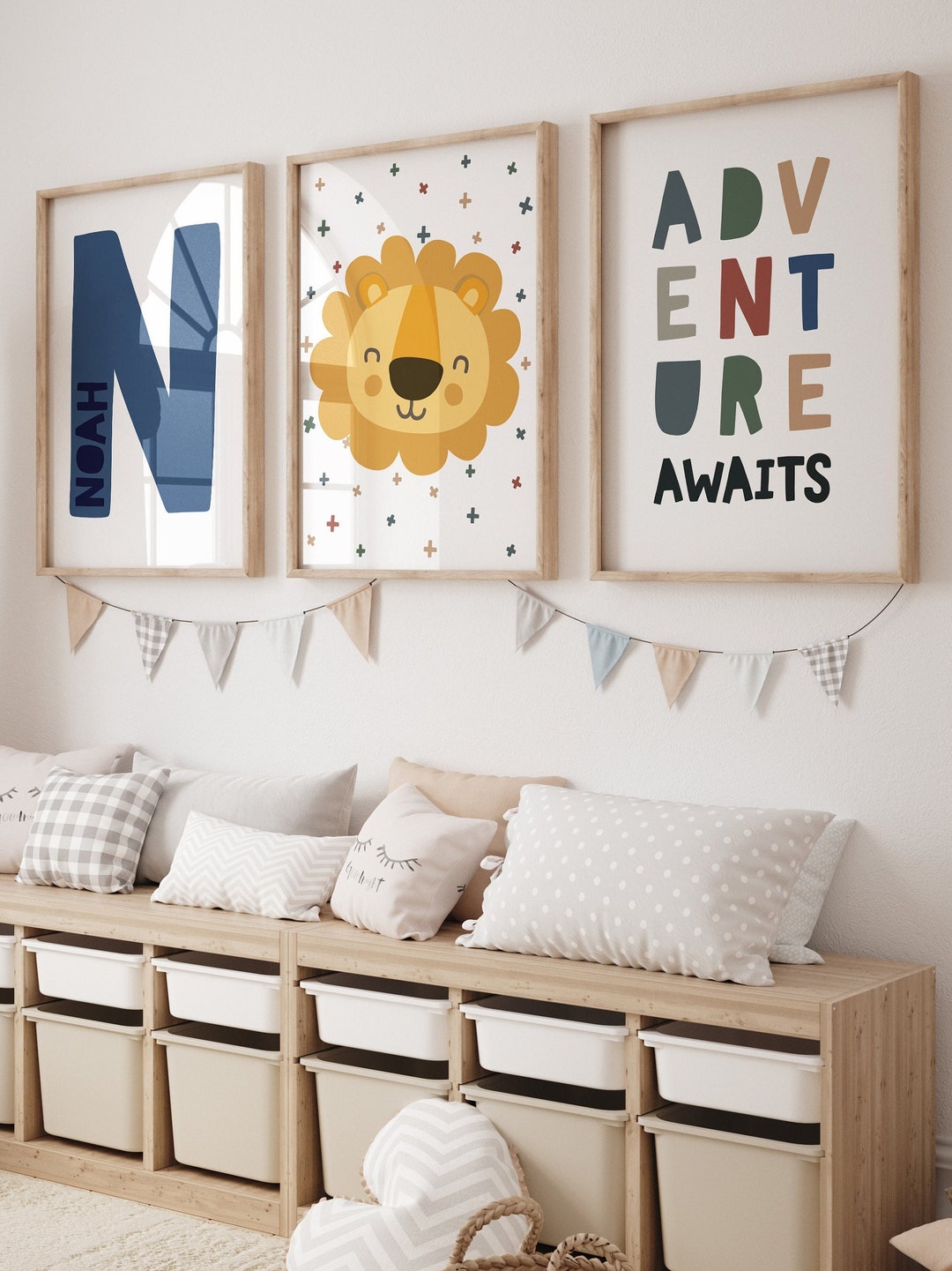 Set of 3 Boys Nursery Prints, Name Print, Boys Bedroom Decor, Boys ...
