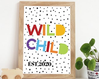 Wild Child Print, Boys Nursery Print, Nursery Wall Art, Boys Bedroom Decor, Playroom Decor, Playroom Prints, Childrens Wall Art, Toddler