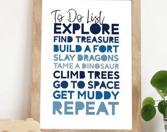 Boys Nursery Prints, Boys Bedroom Prints, Boys Nursery Wall Art, Dinosaur Posters, Boys Nursery Decor, Explore, Blue, Adventure Print