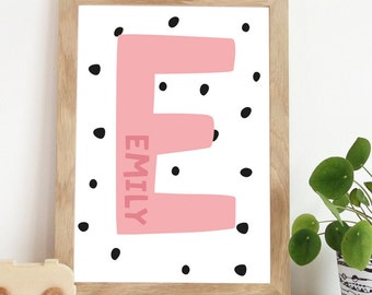 Personalised Initial Print, Nursery Prints, Name Prints, Kids Wall Art, Girls Bedroom Decor, Girls Nursery Decor, Kids Wall Art, Baby Gift