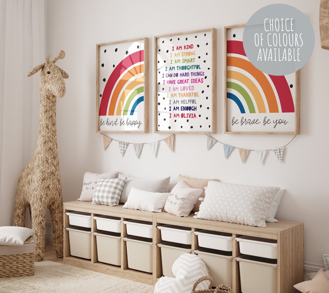 Set of 3 Playroom Prints, Rainbow Prints, Affirmation Prints, Girls ...