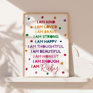 Girls Affirmation Print, Girls Bedroom Decor, Rainbow, Girls Nursery Prints, Playroom Prints, Girls Wall Art, Positive Prints, Colourful