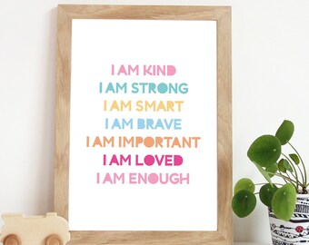 Positive Affirmation Print, Pastel Prints, Girls Bedroom Decor, Girls Nursery Prints, Girls Bedroom Prints, You Are So Loved, Nursery Quotes