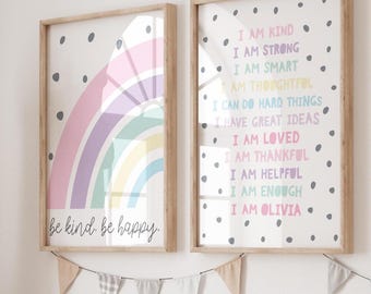 Set of 2 Girls Personalised Bedroom Prints, Girls Bedroom Decor, Girls Nursery Prints, Girls Bedroom Prints, Playroom Prints, Toddler