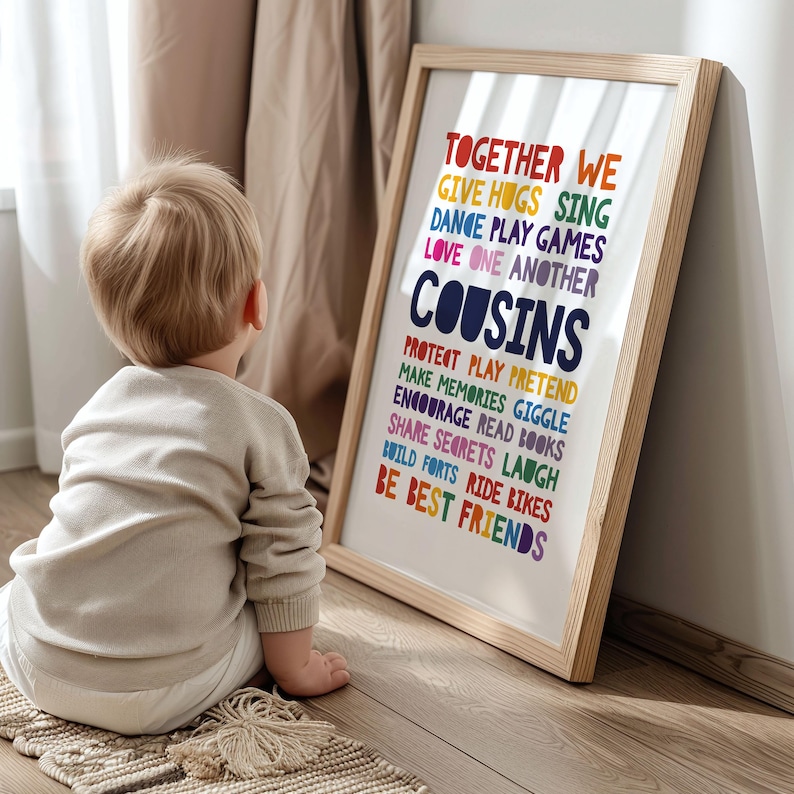 Cousins Make the Best Friends Print, Playroom Wall Art, Colourful ...