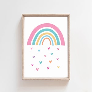Girls Pastel Rainbow Nursery Prints, Rainbow Wall Art, Playroom Print, Girls Bedroom Prints, Girls Wall Art, Rainbow Wall Art, Rainbow Decor