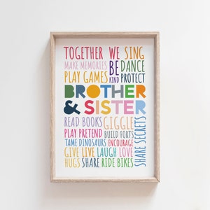Rainbow Prints, Playroom Prints, Brother Sister Prints, Sibling Prints, Kids Room, Colourful, Playroom Decor, Girls Bedroom, Boys Bedroom
