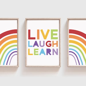 Set of 3 Girls Rainbow Nursery Prints, Rainbow Nursery Decor, Girls Bedroom Decor, Rainbow Decor, Nursery Wall Art, Rainbow Wall Art