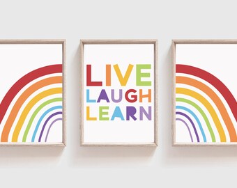 3er Set Mädchen Regenbogen Poster, Regenbogen Kinderzimmer Dekor, Mädchen Schlafzimmer Dekor, Regenbogen-Dekor, Kinderzimmer Wandkunst, Regenbogen Wandkunst