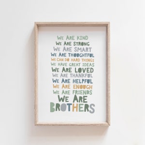 Brothers Bedroom Prints, Boys Bedroom Decor, Brother Wall Art, Sage Green, Siblings Print, Twins Prints, Brothers Make Best Friends.