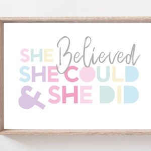 Girls Nursery Prints, Girls Bedroom Prints, Girls Wall Art, Pastel Colours, Nursery Quotes, Motivational Prints, Inspirational  Print,
