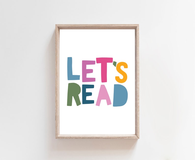 Let's Read Texts Let's Read Print, Reading Corner Sign, Book Nook, Girls Nursery Prints ...