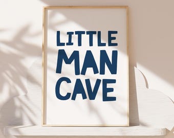 Jongens kinderkamer kunst aan de muur, Little Man Cave, marineblauw, jongens slaapkamer decor, jongens kunst aan de muur, speelkamer, peuter slaapkamer, cadeau babyjongen, speelkamer