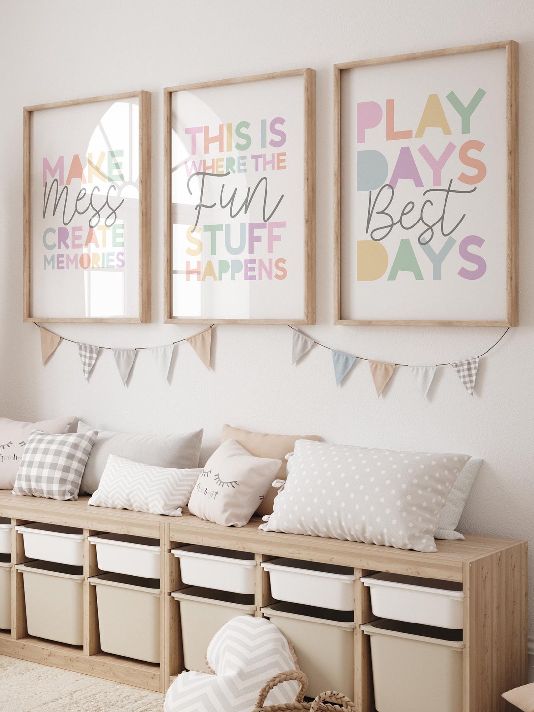 Set of 3 Playroom Prints, Girls Bedroom Decor, Girls Nursery Wall Art ...