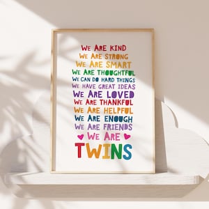 Regenbogen Prints, Spielzimmer Poster, Zwillinge, Zwillinge, Bruder Schwester, Sibling Prints, Bunt, Spielzimmer, Mädchen Schlafzimmer, Jungen Schlafzimmer