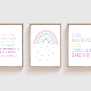 Set of 3 Girls Nursery Prints, Affirmation Print, Love, Girls Bedroom Decor, Girls Bedroom Prints, Nursery Wall Art, Girls Nursery Decor