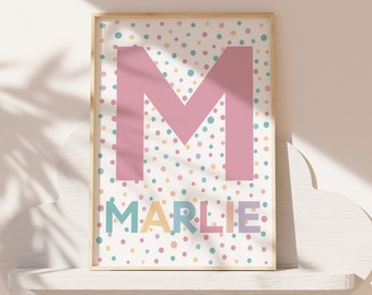 Girls Personalised Name Print, Girls Bedroom Decor, Nursery Wall Art, Muted Colours, Girls Bedroom Decor, Playroom Prints, Nursery Wall Art