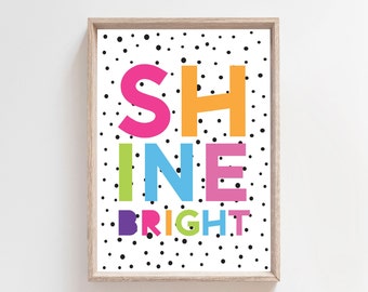 Estampados de vivero, Estampados de vivero de niñas, Cotizaciones de vivero, Estampado de vivero colorido, Decoración de dormitorio de niñas, Brillo brillante, Estampados de sala de juegos, Colorido