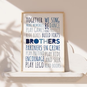 Brothers Bedroom Print, Boys Bedroom Decor, Brother Wall Art, Siblings Print, Sharebedroom, Twins Wall Art, boys Wall Art, Playroom
