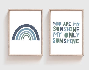 2 You Are My Sunshine Print, Girls Nursery Print, Playroom Decor, Playroom Print, Boys Nursery Print, Girls Bedroom Prints, Nursery Quotes