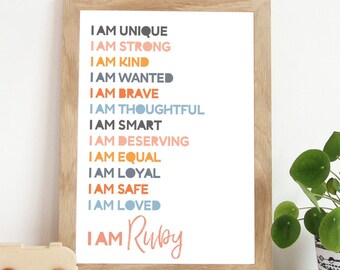 Positive Affirmation Print, Inspirational Quotes, Girls Bedroom Prints, Girls Nursery Prints, Girls Bedroom Decor, You Are So Loved