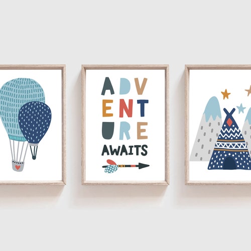 Boys Nursery Prints Adventure Awaits Boho Nursery Decor Etsy