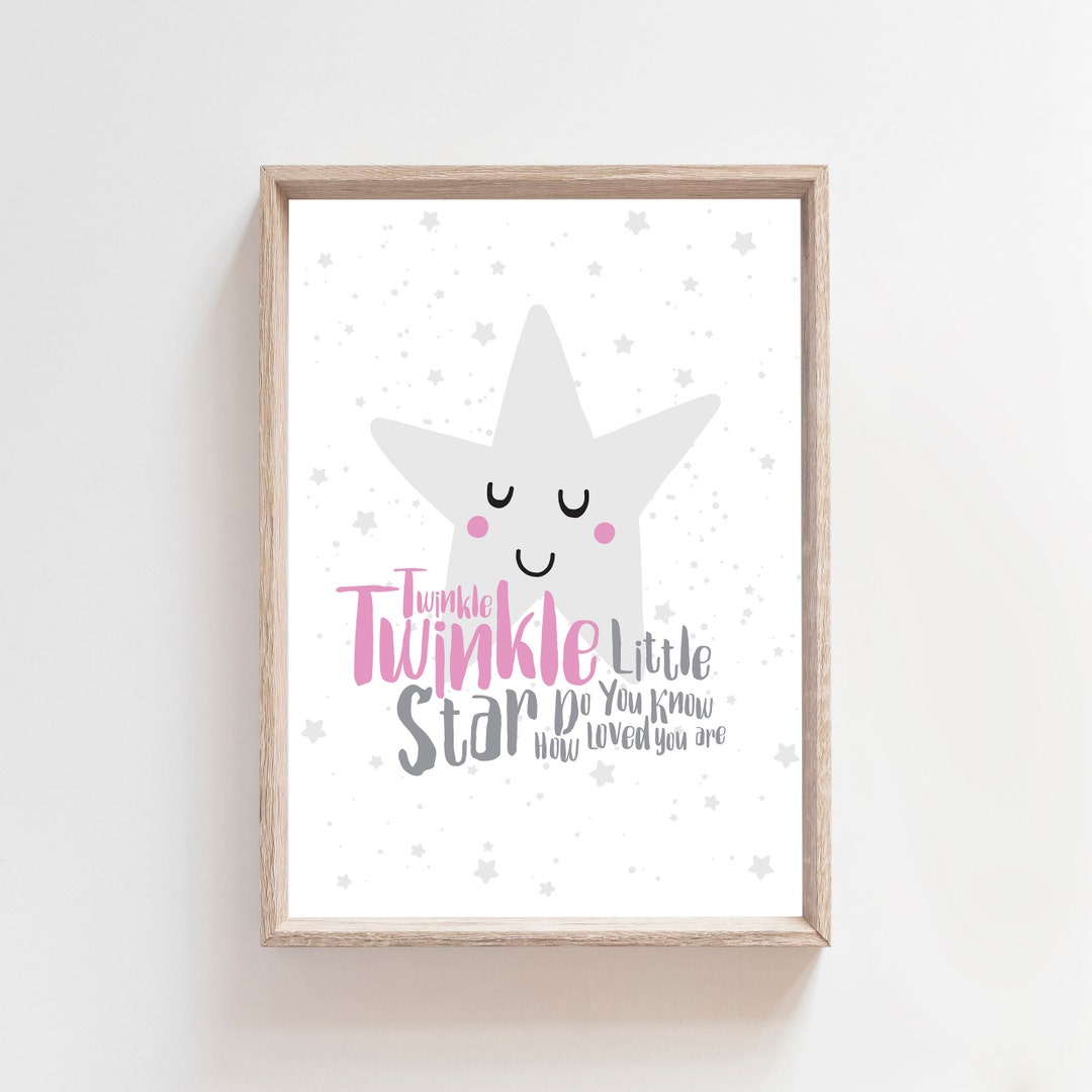 Girls Nursery Prints, Twinkle Twinkle Little Star Print, Nursery Quotes ...