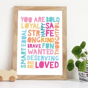 Affirmation Prints, Girls Nursery Prints, Girls Bedroom Prints, Pastel Colours, Playroom Prints, Girls Bedroom Decor, You Are So Loved