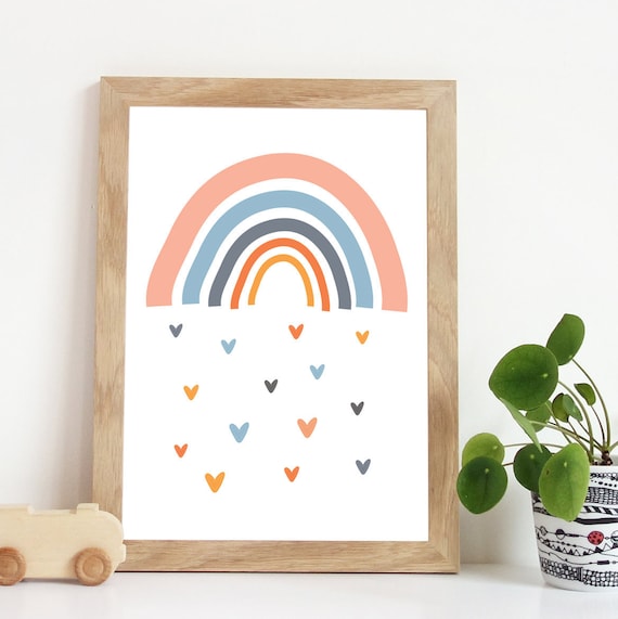 Girls Pastel Rainbow Print, Nursery Decor, Pastel Rainbow Prints