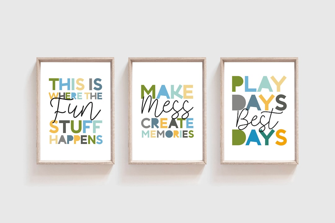 Set of 3 Playroom Prints, Playroom Wall Art, Boys Nursery Prints, Boys ...