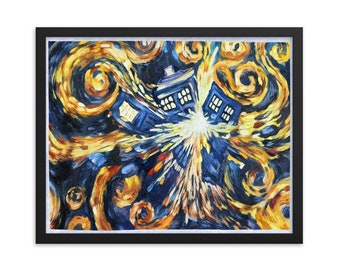 Doctor Who Exploding TARDIS Poster - Van Gogh Style Wall Art Print - Unique Doctor Who Decor & Gift Idea