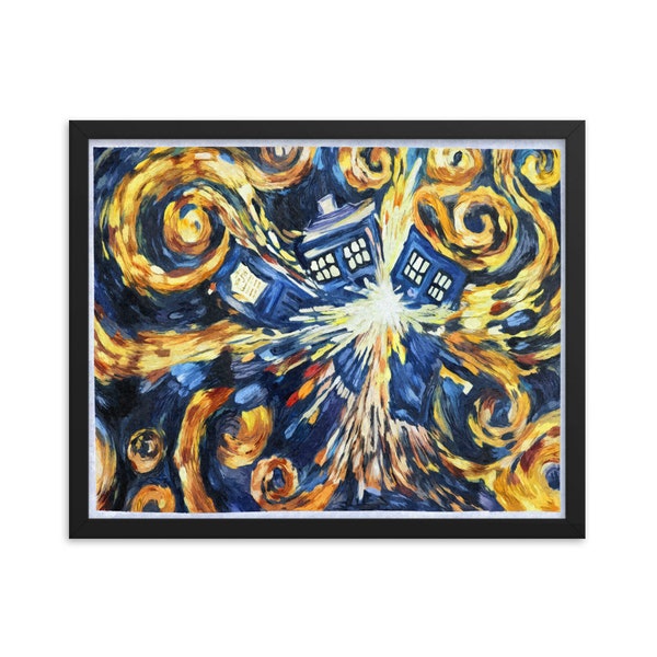 Doctor Who Exploding TARDIS Poster - Van Gogh Style Wall Art Print - Unique Doctor Who Decor & Gift Idea