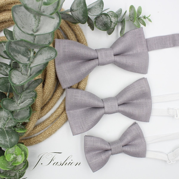 Gray Linen Bow tie, Baby Bow tie, Kid's Bow tie, Boy's Bowtie, Men's Bow tie, Wedding Accessories, Handmade Bow tie, Linen Bow tie