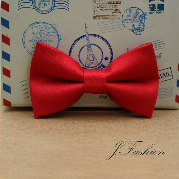 Red Pre-Tied Bow Tie, Men's Bowtie, Baby Bowtie, Kid's Bow tie, Wedding Accessories, Gift Men's Bow Tie, Handmade Bow Tie, Cotton Bow Tie