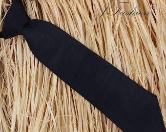 Black Baby And Children's Necktie, Black Necktie, Kid Necktie, Boy's Necktie, Linen Necktie