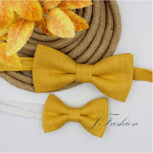 Mustard Linen Bowtie, Baby Bowtie, Kid Bowtie, Boy&#39;s Bowtie, Men&#39;s Bowtie, Wedding Accessories, Gift Men&#39;s Bowtie, Linen Bowtie